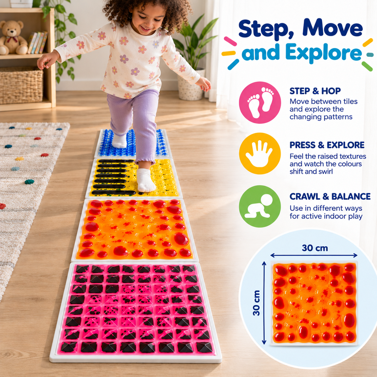 3D Sensory Floor Tiles - Pack of 4